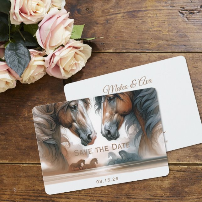 Nature Wedding Brown Save the Date Pferde (Von Creator hochgeladen)