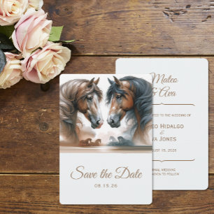 Nature Wedding Brown Save the Date Pferde