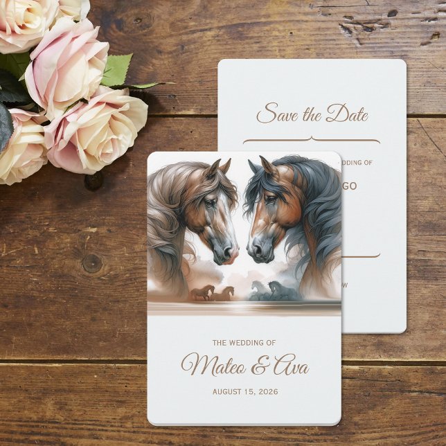 Nature Wedding Brown Save the Date Pferde (Von Creator hochgeladen)
