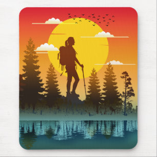 Nature Women Wandern Sonnenuntergang Mousepad