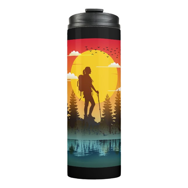 Nature Women Wandern Sonnenuntergang Thermosbecher (Vorderseite)