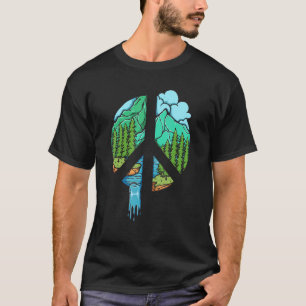 Nature World Peace Sign Forest Nature Campers Hik T-Shirt