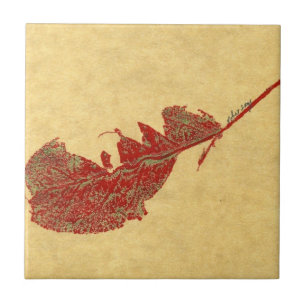 Natureblattdruck eines Wurms, der Apfelblättern ge Fliese