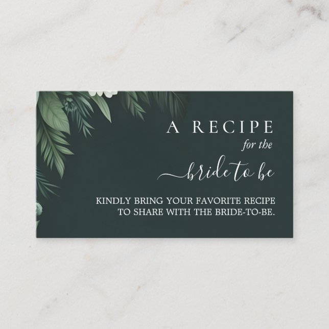 Naturegarten Pflanze Dunkles grünes Brautparty Begleitkarte (Vorderseite)