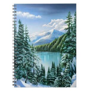 Naturei Winter Himmel Bergsee Pinien Notizblock