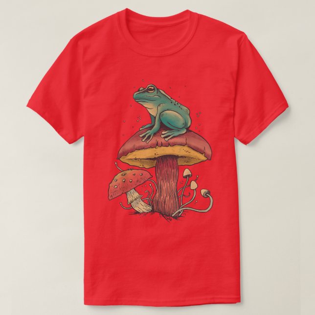 Natureinschlag Pilz Niedlich Frosch Goblincore A T-Shirt (Design vorne)