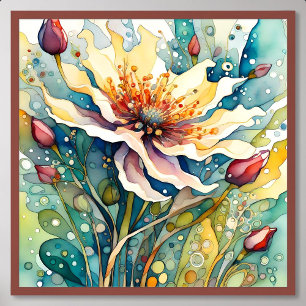Naturekmalt in Abstrakt-Captivate-Blume-Malerei Poster