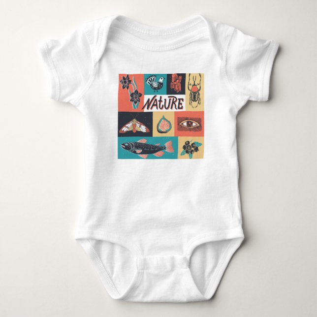 Naturelemente, Retrostil-Symbole. Baby Strampler (Vorderseite)