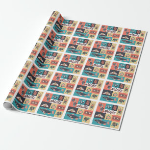 Naturelemente, Retrostil-Symbole. Geschenkpapier