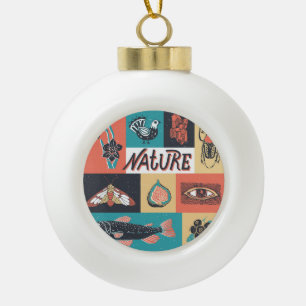 Naturelemente, Retrostil-Symbole. Keramik Kugel-Ornament