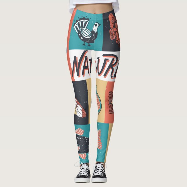 Naturelemente, Retrostil-Symbole. Leggings (Vorderseite)