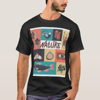 Naturelemente, Retrostil-Symbole. T-Shirt