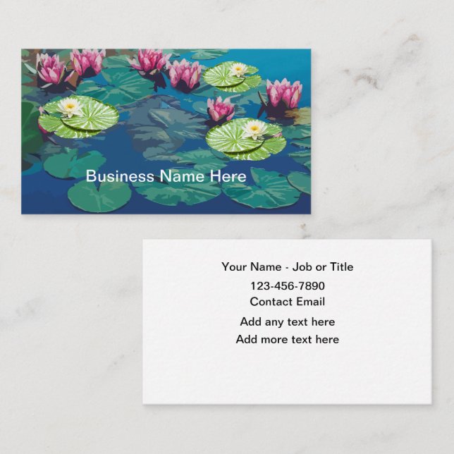 Naturelischer Teich Massage Wellness Business Card Visitenkarte (Vorne/Hinten)