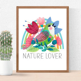 Naturellab Blume Wasserfarben Vogelgezwitscher Poster