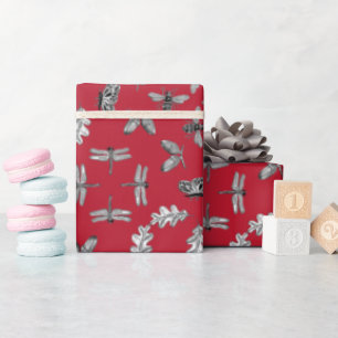 Natureprint Rot und Silberverpackungspapier Geschenkpapier