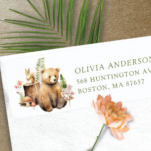 Nature's Delight Baby Shower Bear Address Label