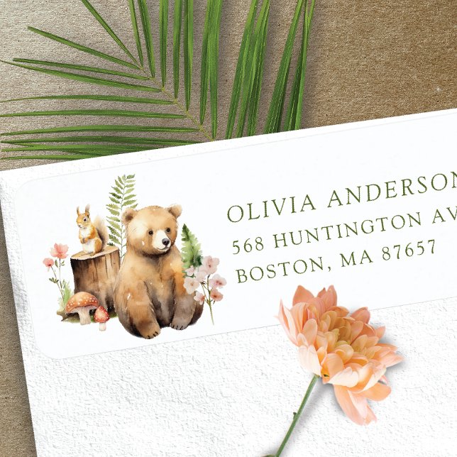 Nature's Delight Baby Shower Bear Address Label (Von Creator hochgeladen)