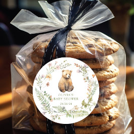 Nature's Delight Bear Baby Dusche Runder Aufkleber