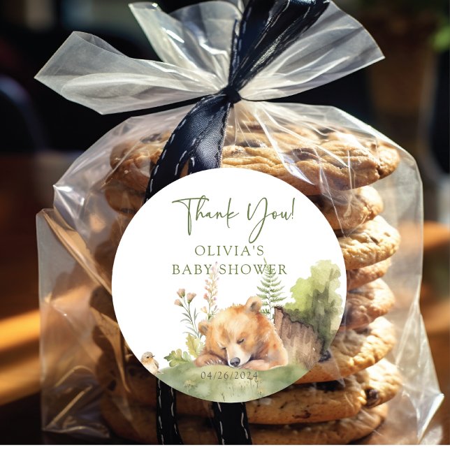 Nature's Delight Bear Baby Dusche Runder Aufkleber (Von Creator hochgeladen)