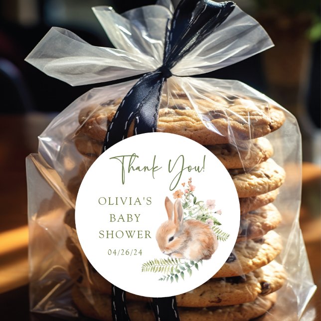 Nature's Delight Bunny Baby Dusche Runder Aufkleber (Von Creator hochgeladen)