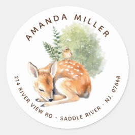 Nature's Delight Deer Baby Shower Label Runder Aufkleber