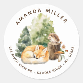 Nature's Delight Fox Baby Shower-Adressetikett Runder Aufkleber