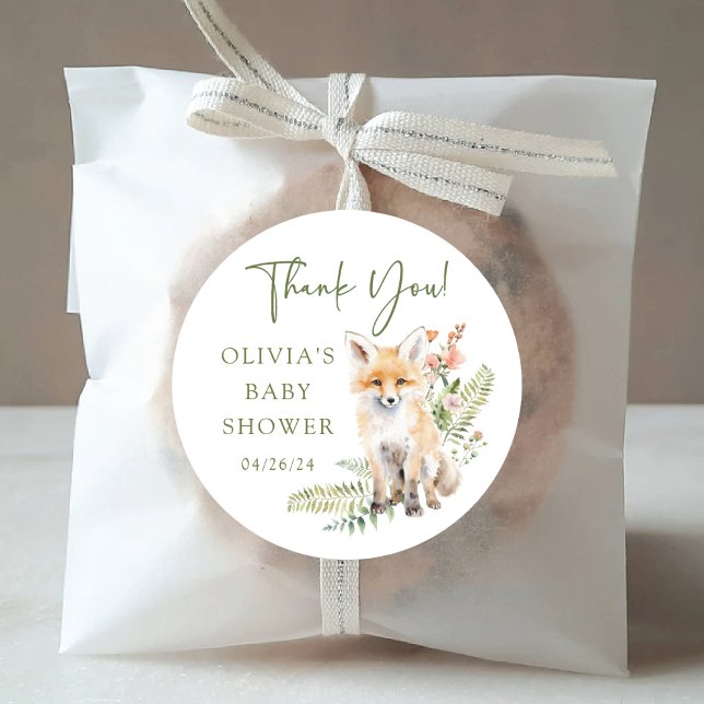 Nature's Delight Fox Babydusche Runder Aufkleber (Von Creator hochgeladen)