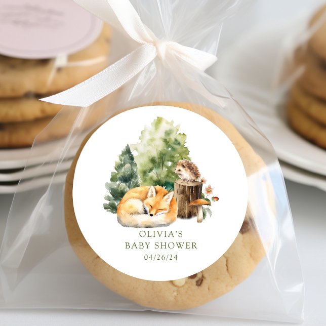 Nature's Delight Fox Babydusche Runder Aufkleber (Von Creator hochgeladen)