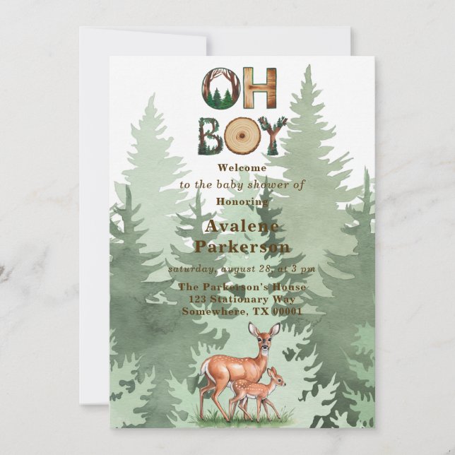 Nature's Expression: Oh Boy Baby Shower Einladung (Vorderseite)