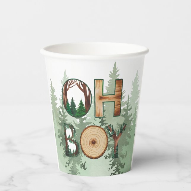 Nature's Expression: Oh Boy Baby Shower Pappbecher (Vorderseite)