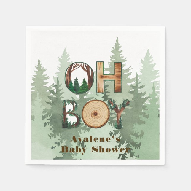 Nature's Expression: Oh Boy Baby Shower Serviette (Vorderseite)