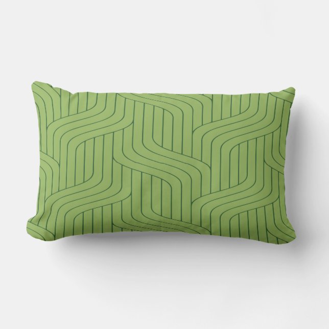 Nature's Green Geometric Line Throw Pillow Lendenkissen (Vorderseite)