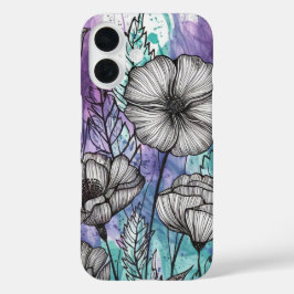 Nature's Palette: Lila, Aquamarin und Blauer Splen iPhone 16 Hülle