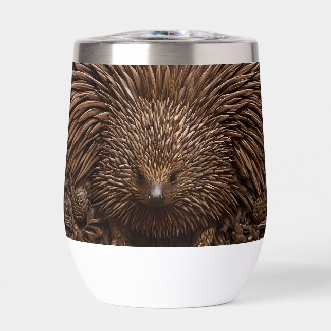 Nature's Quill: Das australische Echidna in Holz, (Vorderseite)