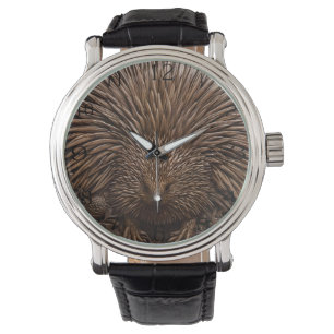 Nature's Quill: Das australische Echidna in Holz, Armbanduhr