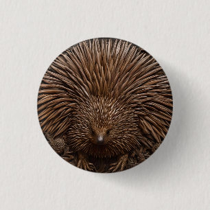 Nature's Quill: Das australische Echidna in Holz, Button