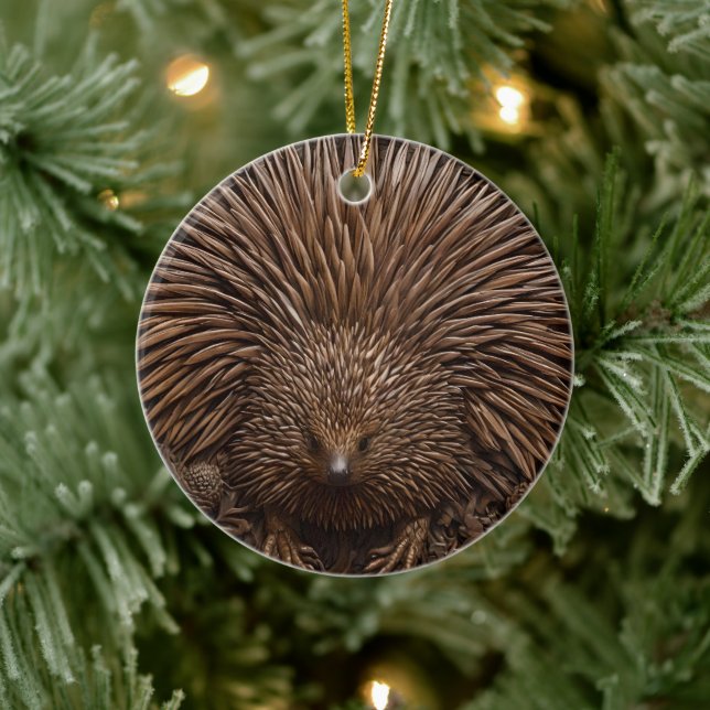 Nature's Quill: Das australische Echidna in Holz, Keramik Ornament (Baum)