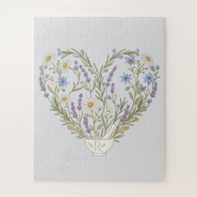 Nature's Remedy: Botanical Heart Herbal Puzzle (Vertikal)
