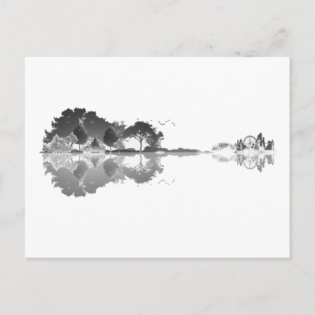 Nature's Song: Forest Landscape Gitarre Art Postkarte (Vorderseite)