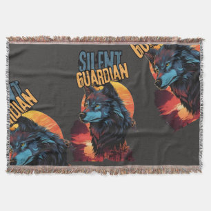 Nature's Watcher: Blauer Wolf im G von Sunset Decke