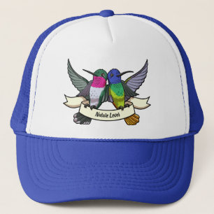 Naturfarbener Hummingbird Ribbon-Cartoon Truckerkappe
