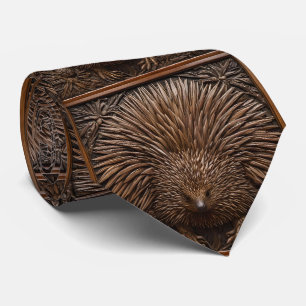 Naturfeder: Der australische Ameisenigel in Holz, Krawatte