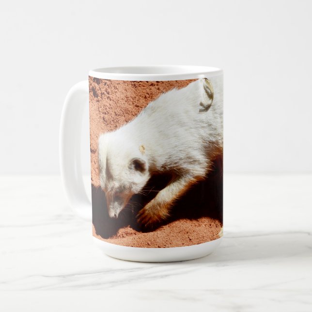 Naturforager: Weißes Meerkat-Graben für Busche Kaffeetasse (Vorderseite Links)