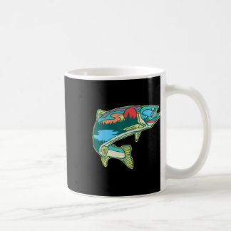 Naturforelle Illustration Vintage Fliegenfischen R Kaffeetasse