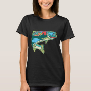 Naturforelle Illustration Vintage Fliegenfischen R T-Shirt