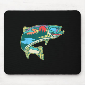 Naturforellen-Illustration Vintage Fliegenfischen  Mousepad
