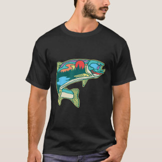 Naturforellen-Illustration Vintage Fliegenfischen  T-Shirt
