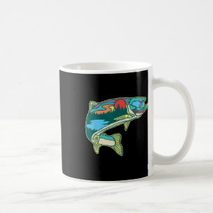 NaturForellenillustration Vintage Fliegenfischer Kaffeetasse