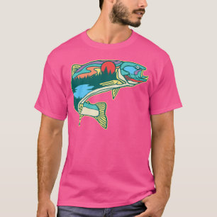 NaturForellenillustration Vintage Fliegenfischer T-Shirt