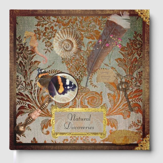 Naturforscher-Skizzen-/Foto-Foil-Tagebuch - Roségo Gästebuch (Sketchbook/Journal/Photo Album front shown in Gold foil option)